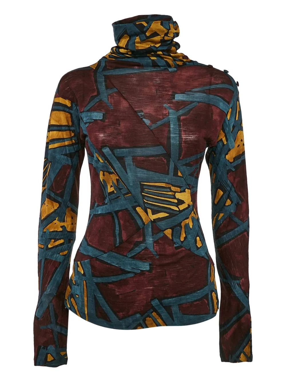 Kenzo Pre-Owned abstract-print turtleneck top | Brown | Image 1