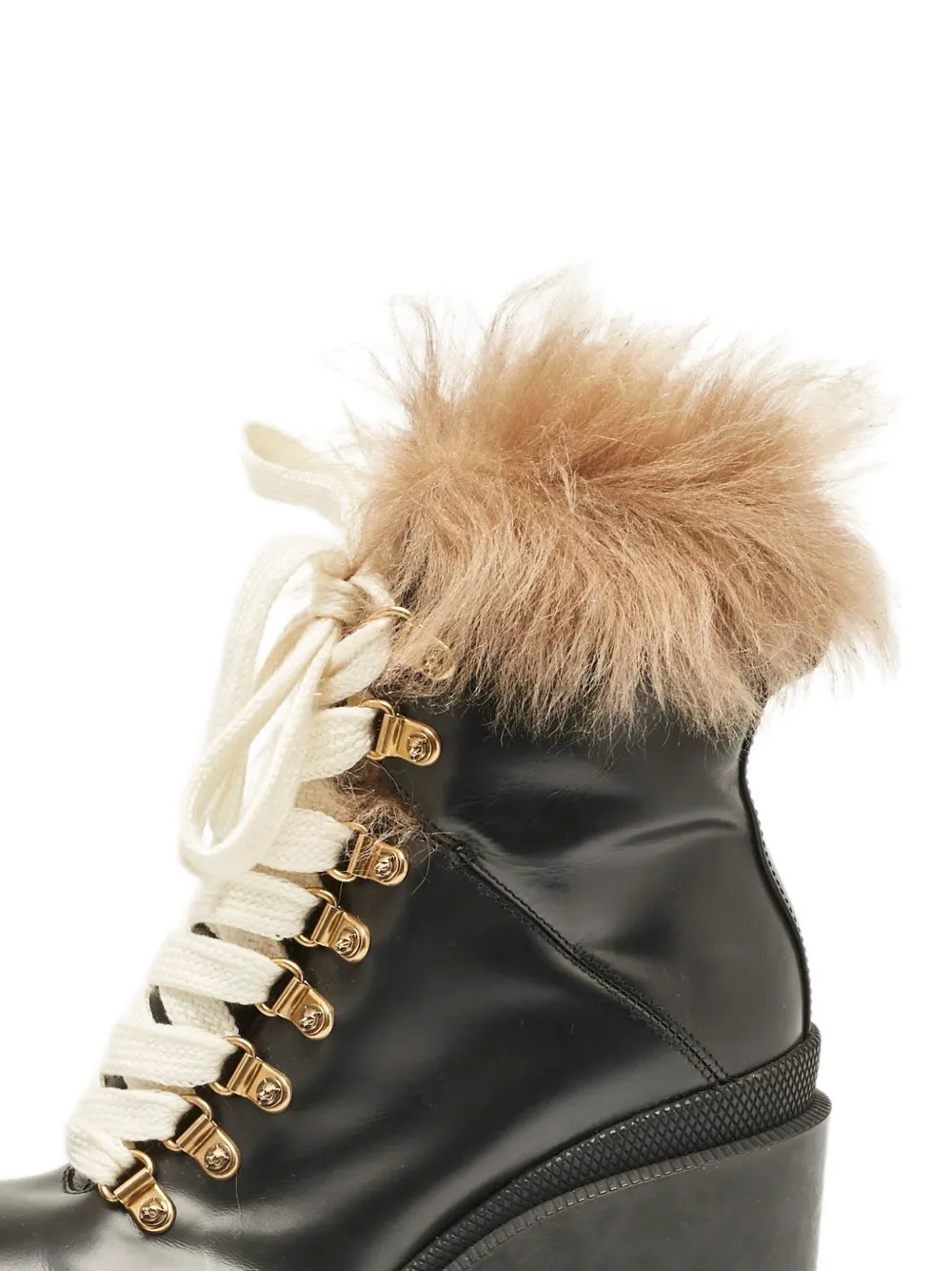 Gucci Pre-Owned 95 mm leren enkellaarzen met afwerking - Zwart