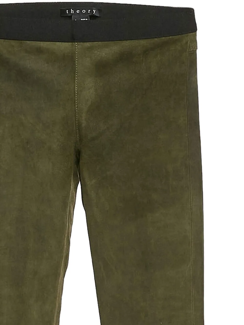 Theory Suède broek met elastische taille - Groen