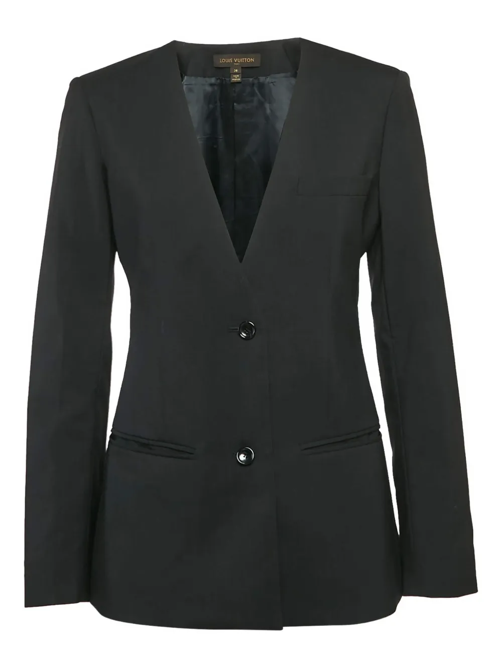 Pre-owned Louis Vuitton Wool V-neck Blazer In Black