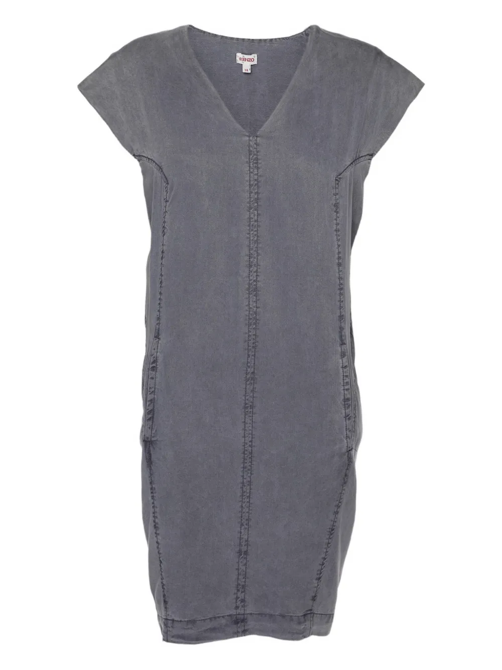 Pre-owned Kenzo V-neck Seam-detail Dress In Gray