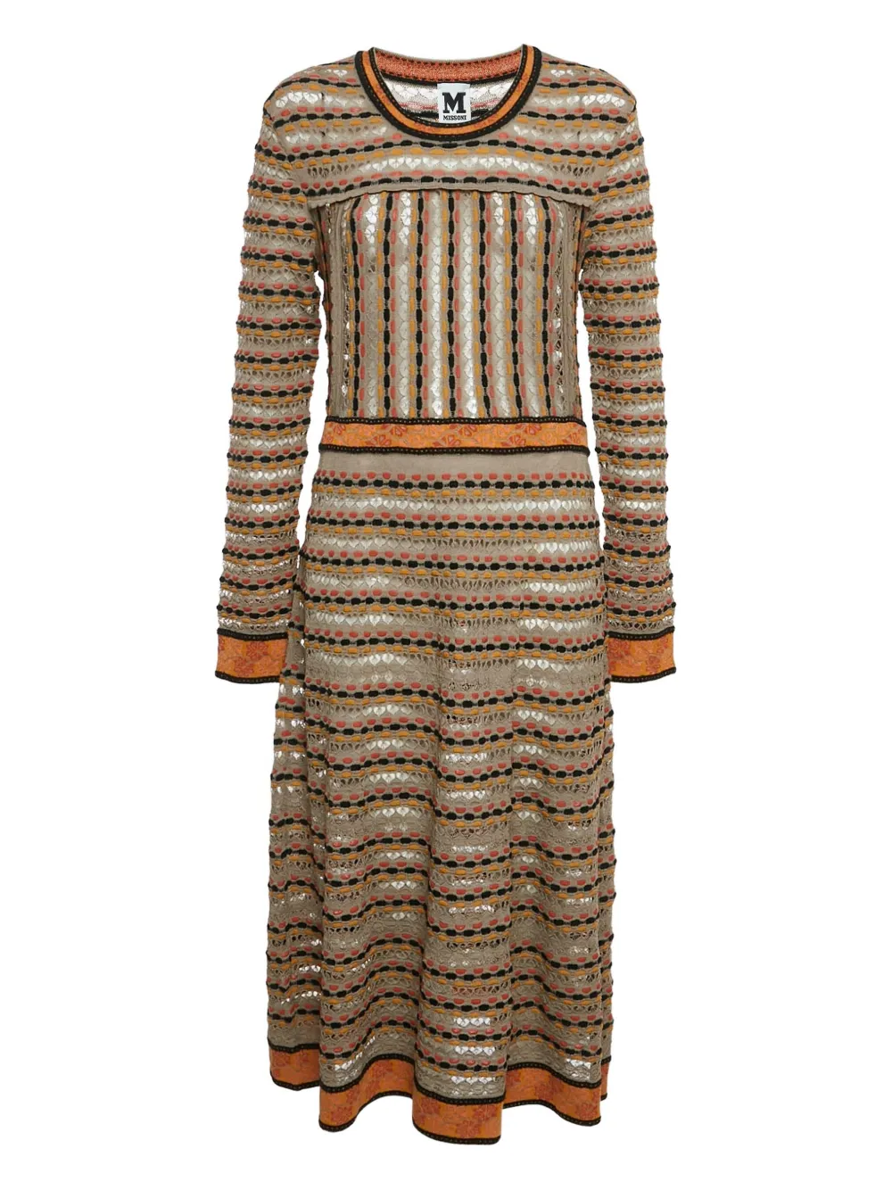 Pre-owned Missoni Striped-pattern Knit Midi Dress In Multi