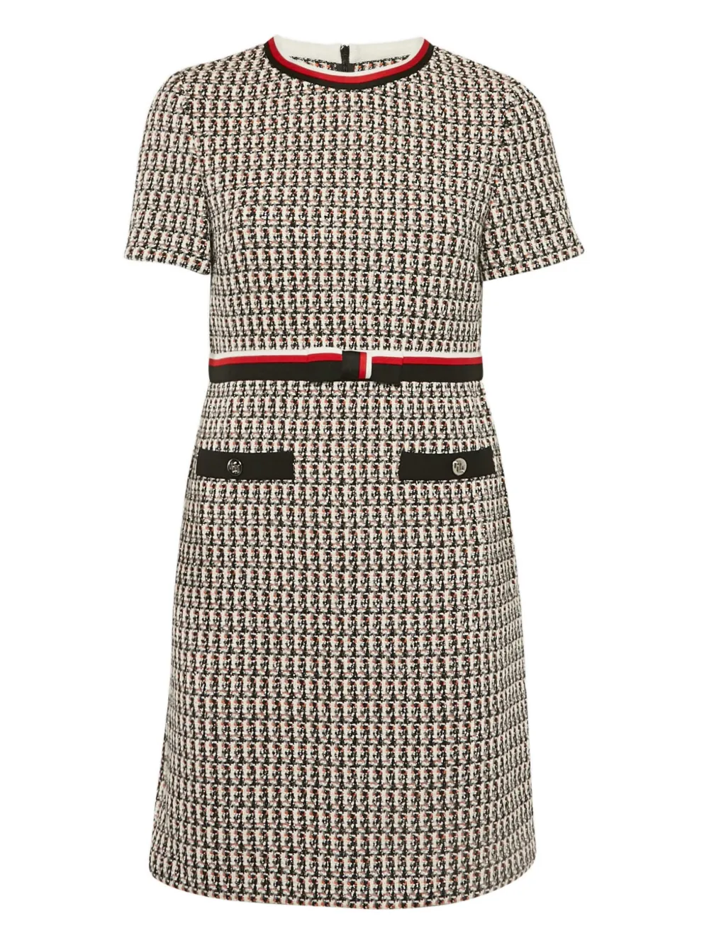 Pre-owned Maje Tweed Midi Dress In White