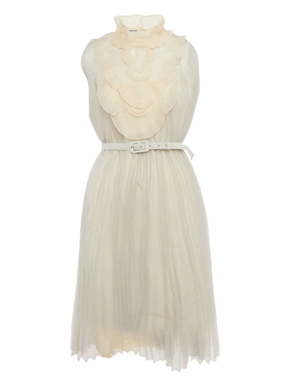 Prada Pre-Owned Abito a pieghe con ruches - Bianco
