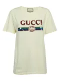 Gucci Pre-Owned sequin-embellished logo cotton T-shirt - Neutrals