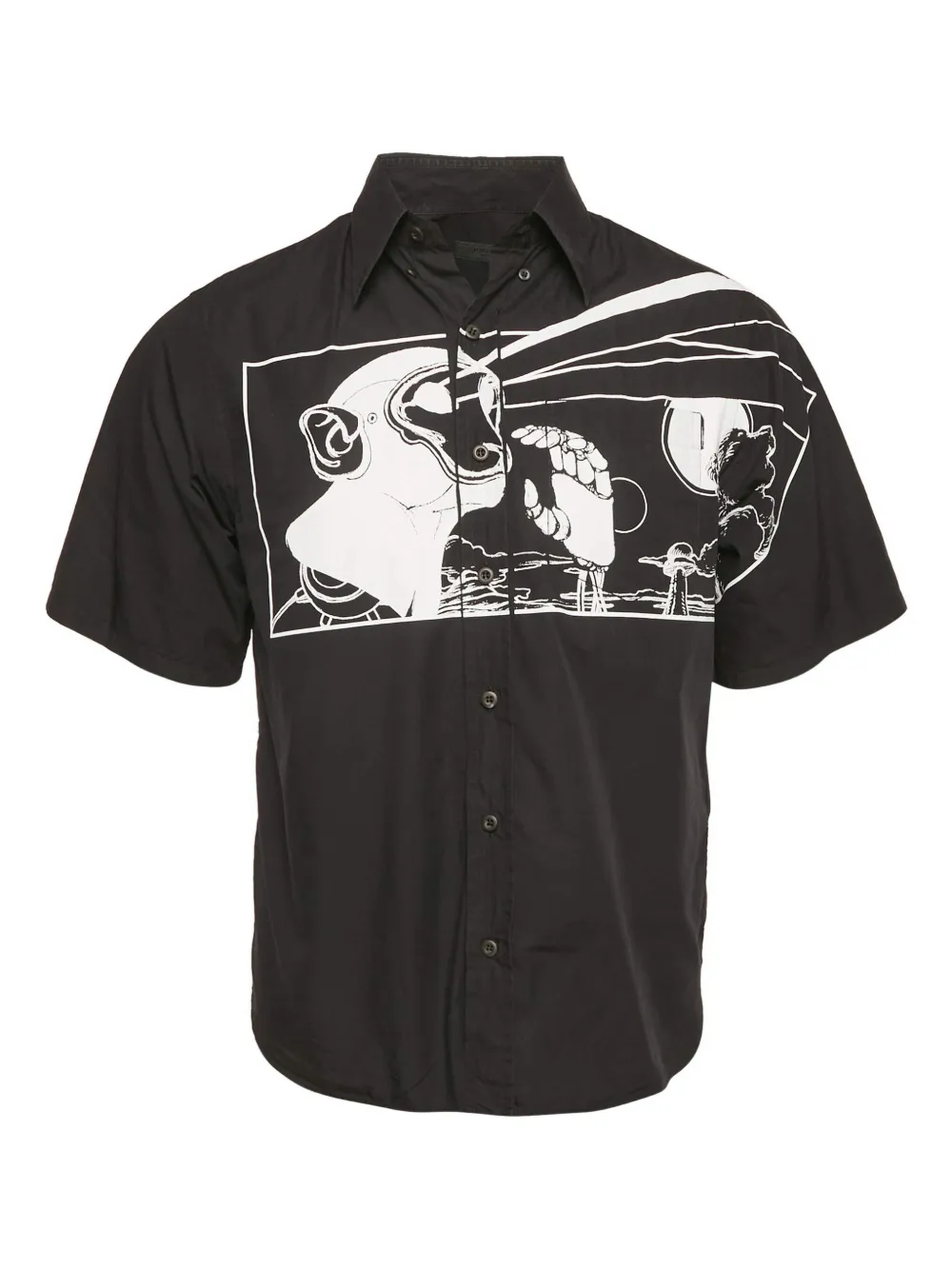 Prada Pre-Owned 2023 printed poplin shirt | Black | Image 1
