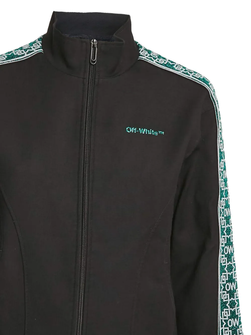 Pre-owned Off-white Glitter-trim Track Jacket In Black
