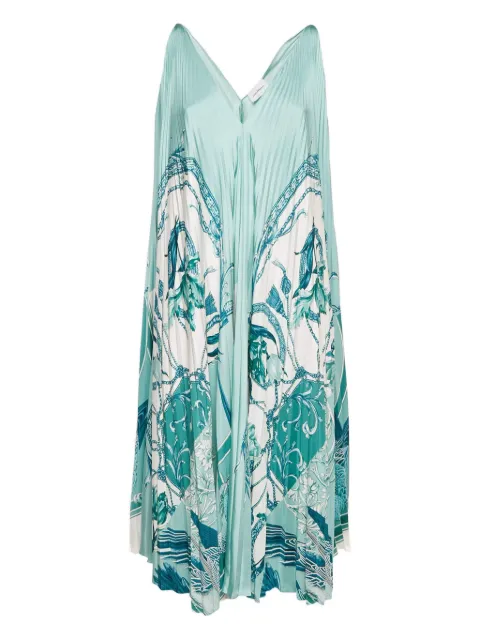 Ferragamo Pre-Owned 2024 pleated botanical-print midi dress