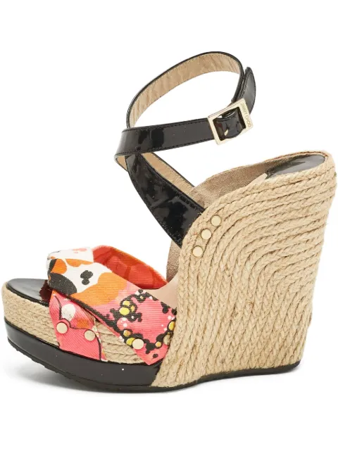 Jimmy Choo Pre-Owned 120mm floral-print wedge sandals