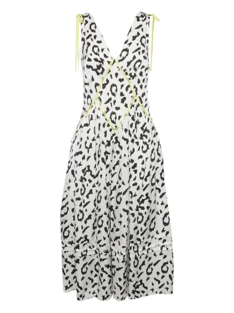 Self-Portrait Pre-Owned leopard-print tie-detail midi dress