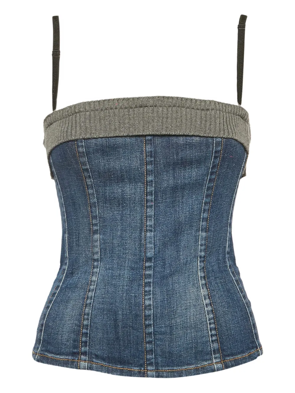 Dolce & Gabbana Pre-Owned 2024 denim knit-panel bustier top | Blue | Image 1