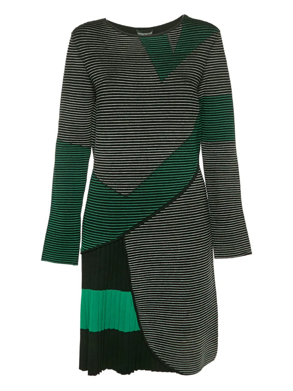 Emporio Armani Pre-Owned 2023 striped pleated mini dress | Black | Image 1