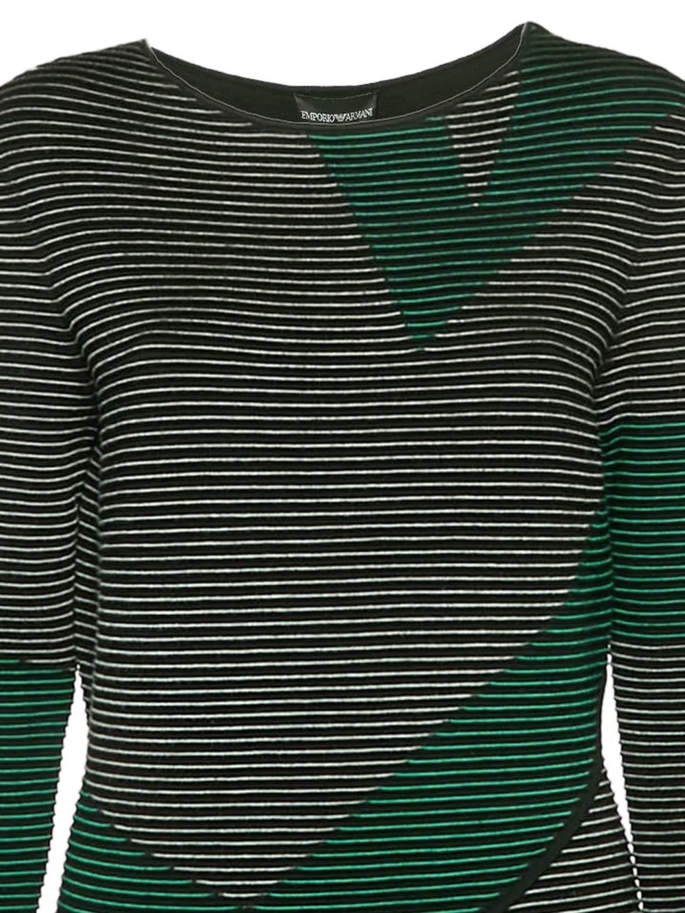 Emporio Armani Pre-Owned 2023 gestreepte geplooide mini-jurk - Zwart