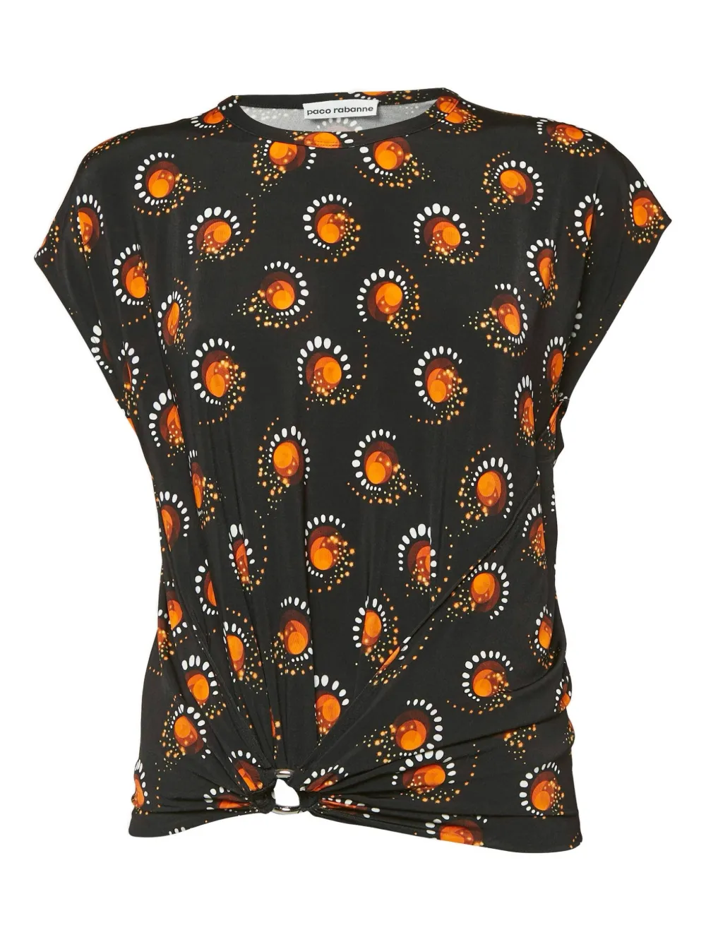 Paco Rabanne Pre-Owned gathered-detail printed blouse | Black | Image 1
