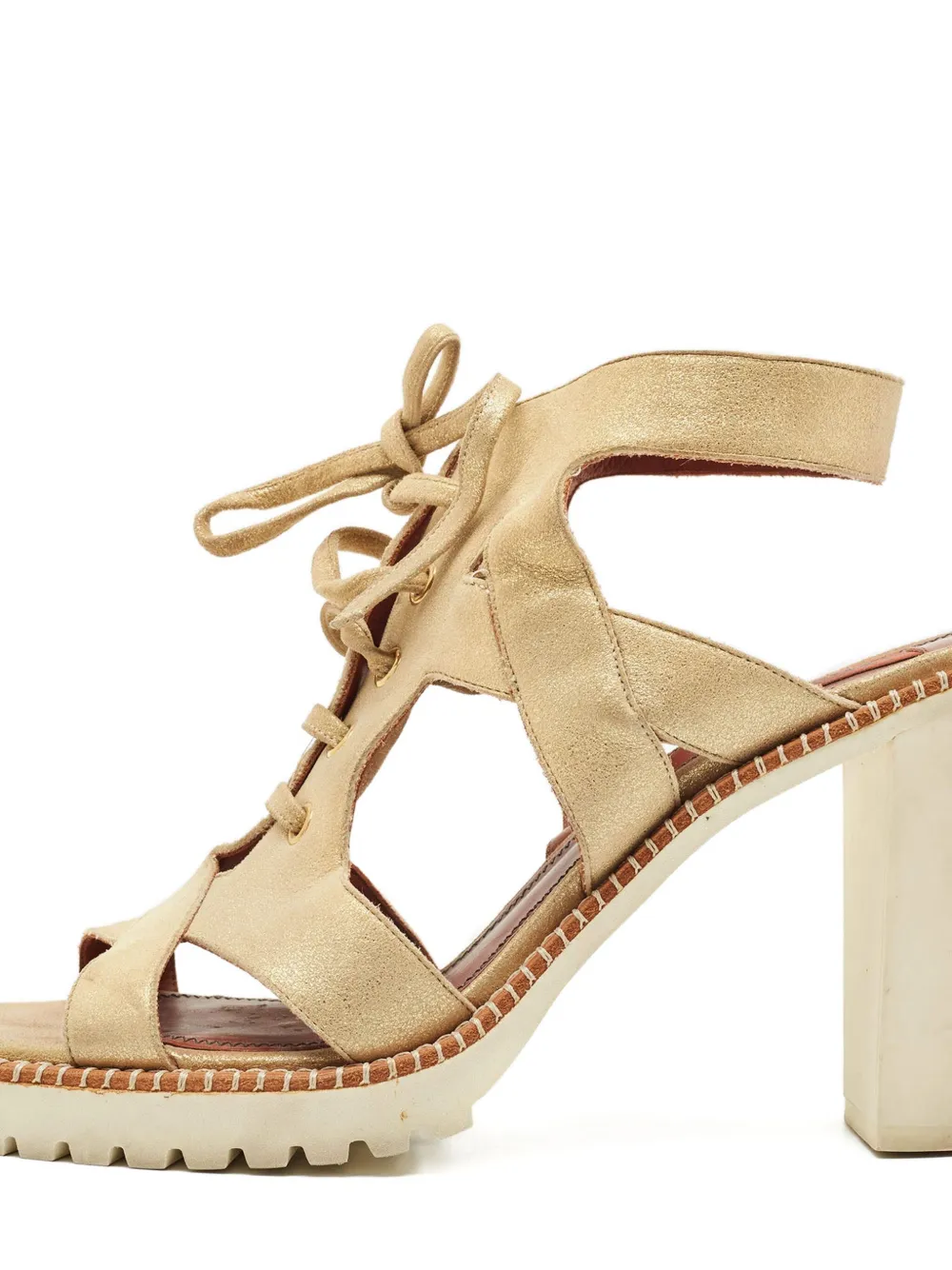 Missoni Pre-Owned Sandalen met plateauzool en veters - Beige