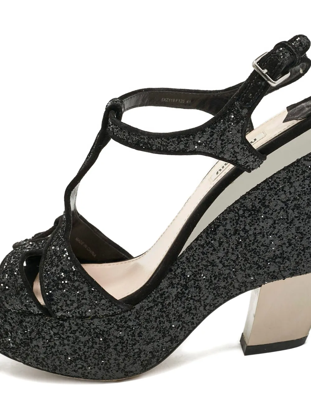 Miu Miu Pre-Owned 110mm glitter platform sandals | Image 2