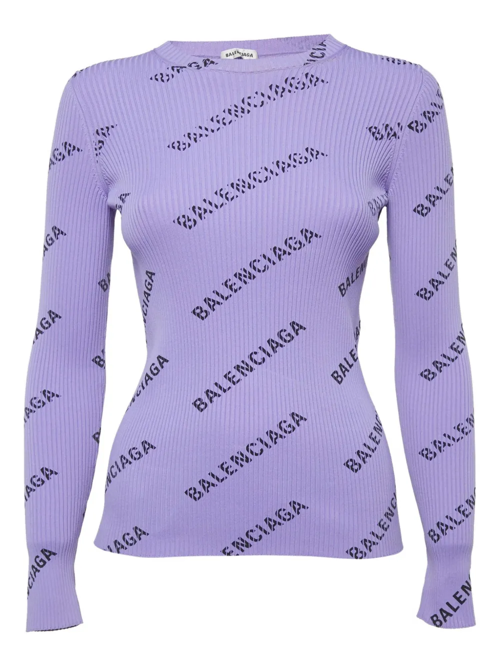 Balenciaga Pre-Owned rib-knit logo sweater | Purple | Image 1