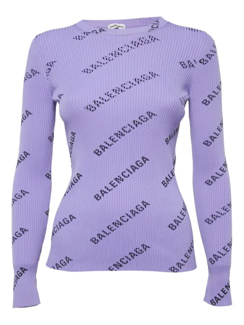 Balenciaga Pre-Owned rib-knit logo sweater
