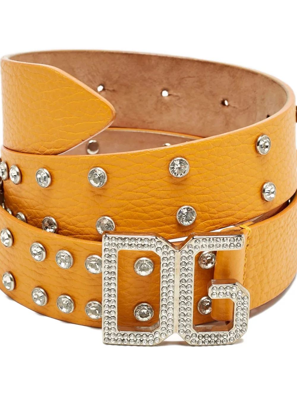 Pre-owned Dolce & Gabbana 2024 Embellishment Leather Belt In Orange