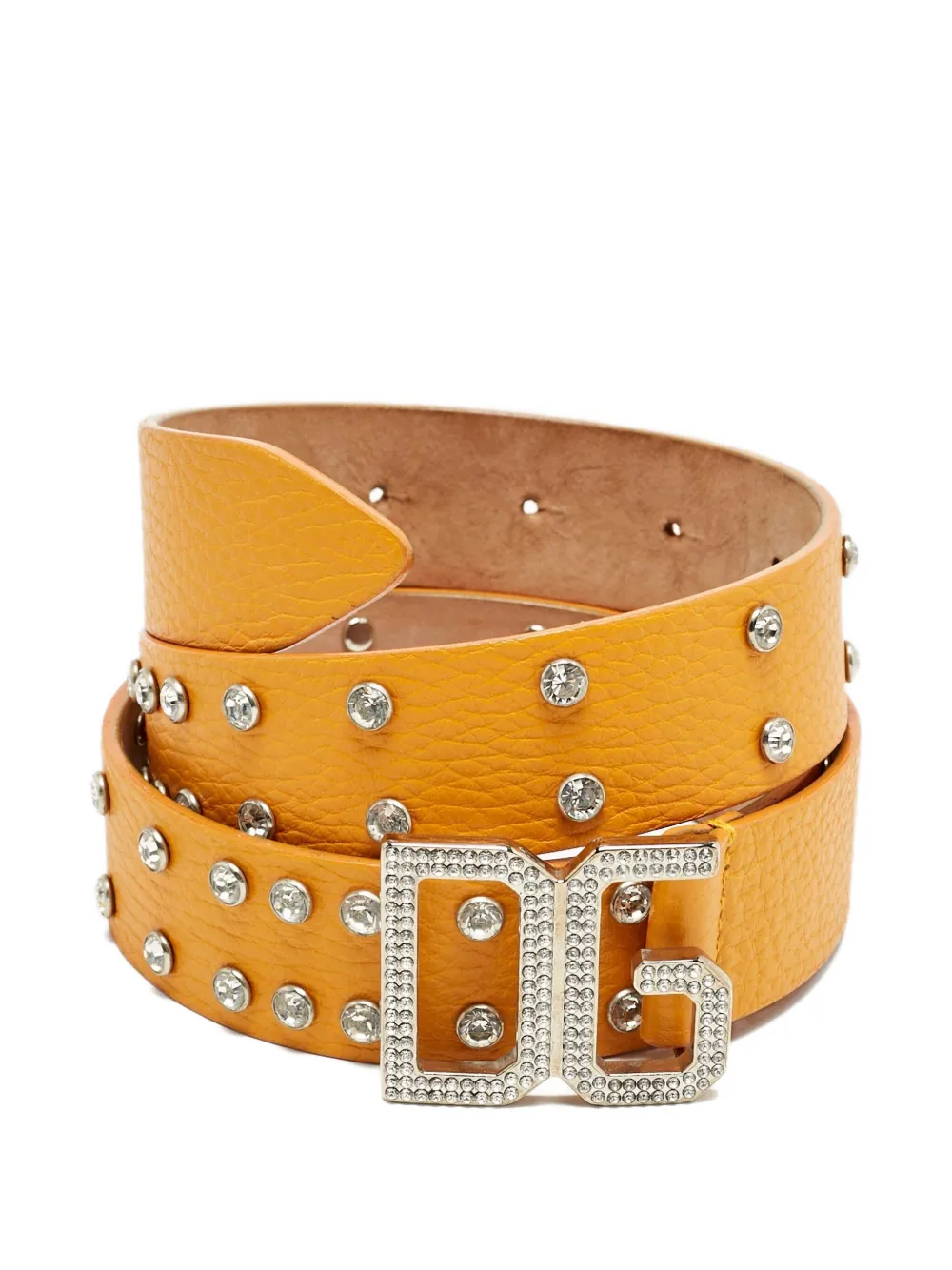 Pre-owned Dolce & Gabbana 2024 Embellishment Leather Belt In Orange