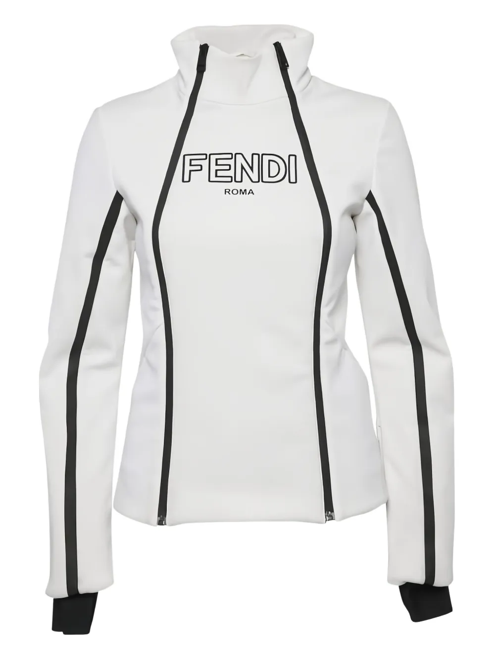 Pre-owned Fendi Logo Panel Ski Jacket In White