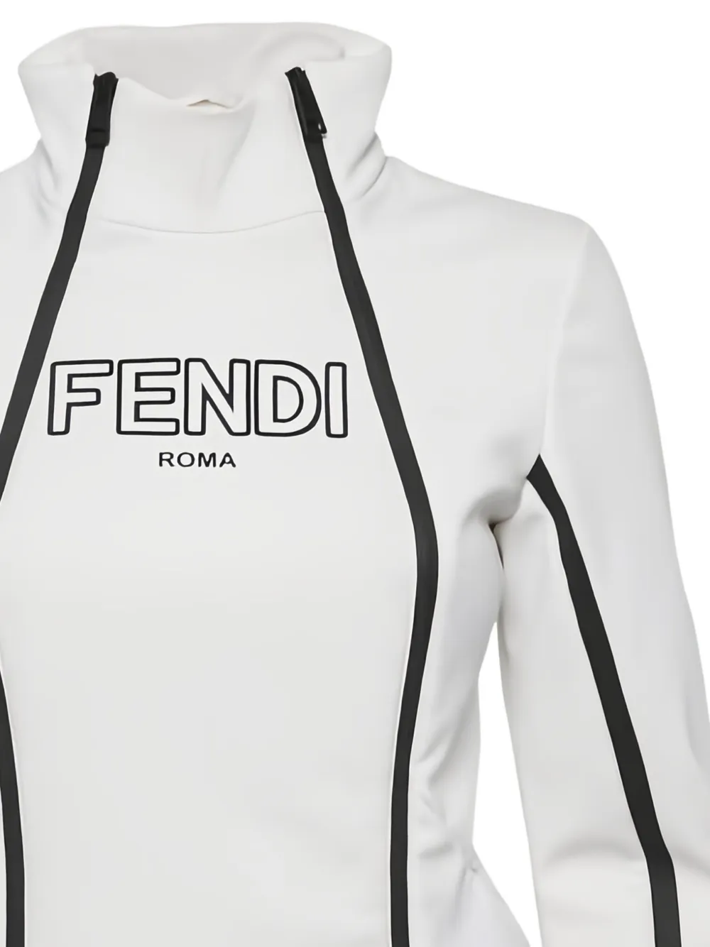 Pre-owned Fendi Logo Panel Ski Jacket In White