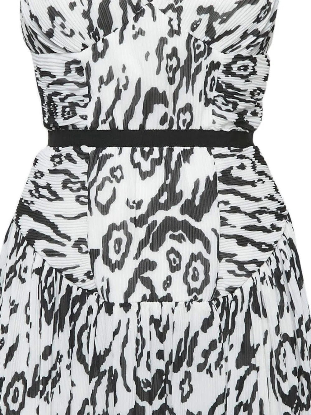 Self-Portrait Plissé mini-jurk met luipaardprint - Wit