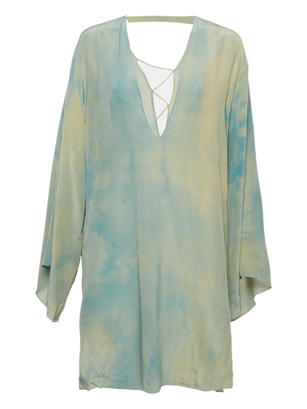 Versace Pre-Owned tye-dye lace-up silk mini dress | Blue | Image 1