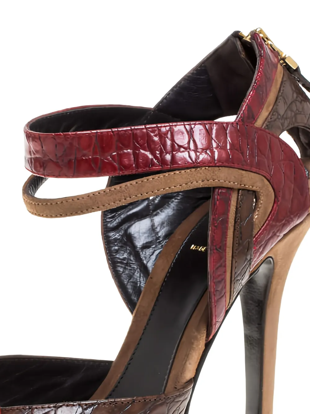 Fendi Pre-Owned 130 mm leren sandalen met plateauzool, hak en krokodillen-reliëf - Veelkleurig