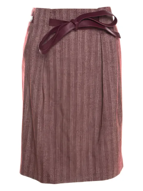 Escada Pre-Owned herringbone leather belt midi skirt