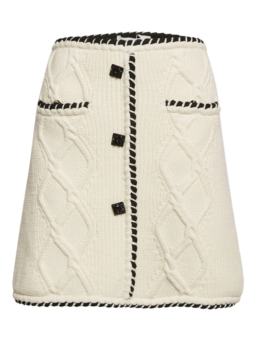 Self-Portrait 2024 cable-knit skirt | White | Image 1