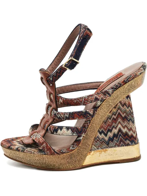 Missoni Pre-Owned leather zig-zag wedge sandals