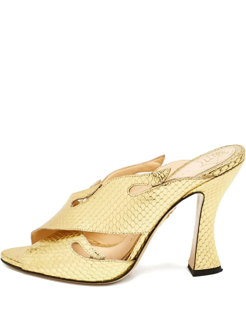 Charlotte Olympia Sandalen mit Cut-Out aus Schlangenleder 115mm - Gelb