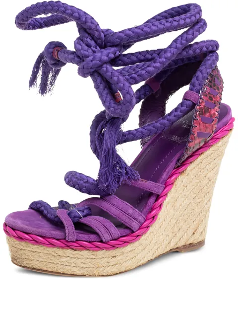 Christian Dior Pre-Owned 120mm rope-detail wedge sandals