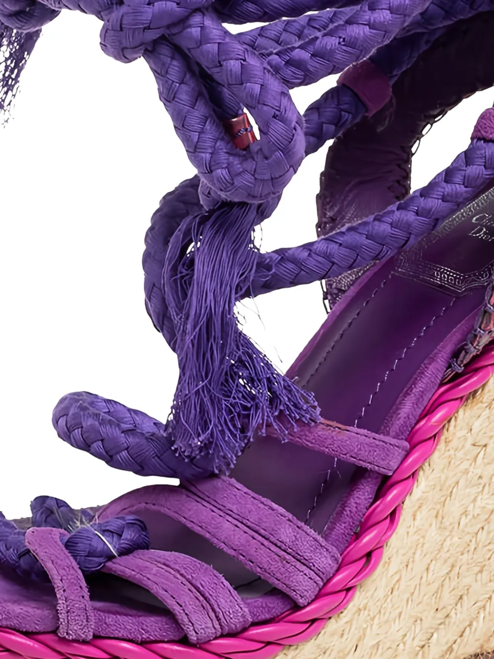 Christian Dior Pre-Owned 120 mm sandalen met sleehak en touwdetail - Paars