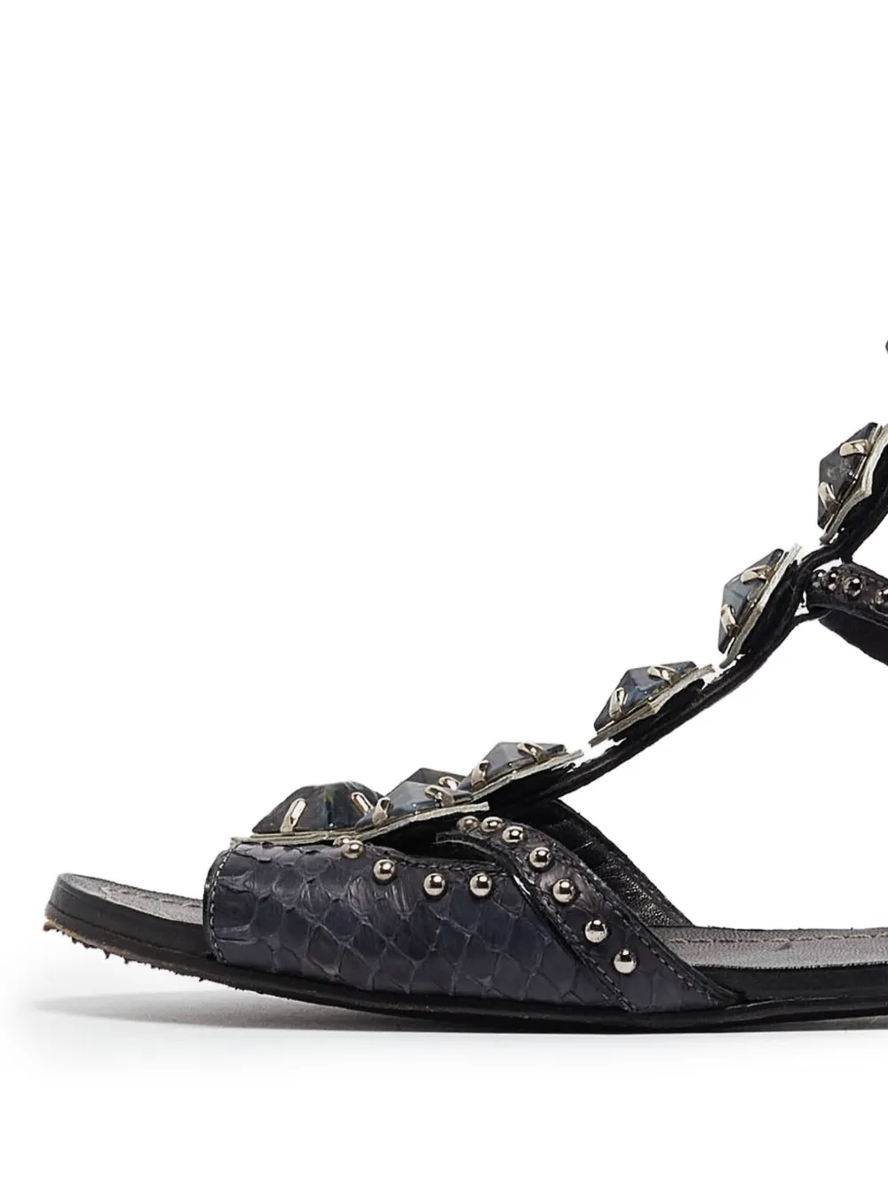 Miu Miu Pre-Owned studded-embellished python-skin leather sandals | Image 2