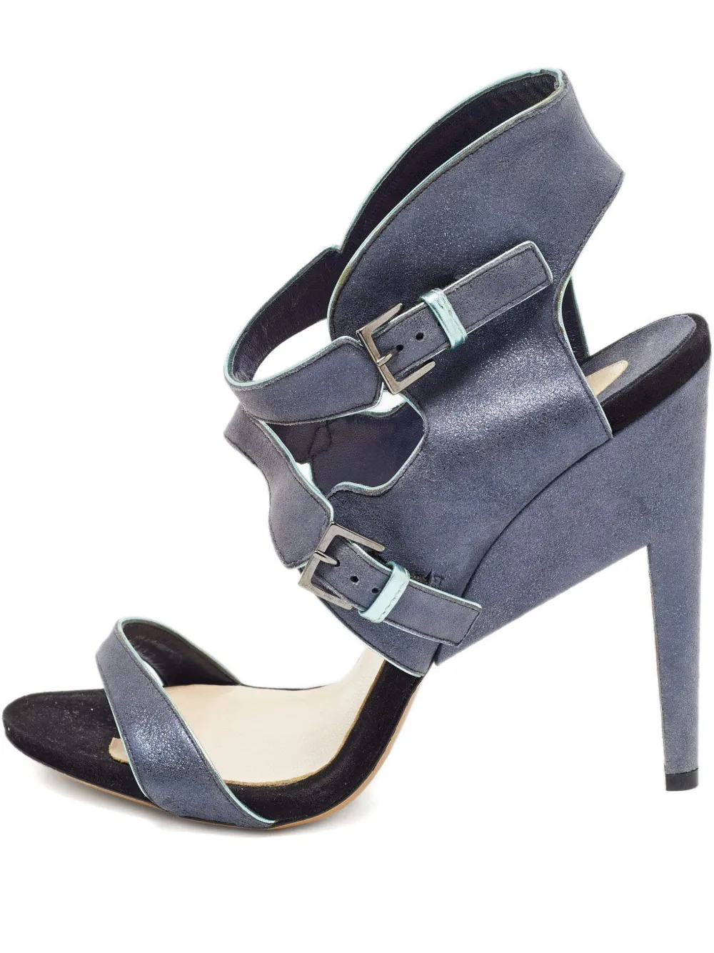 Pre-owned Nicholas Kirkwood 130mm Cut-out Suede Sandals In Blue