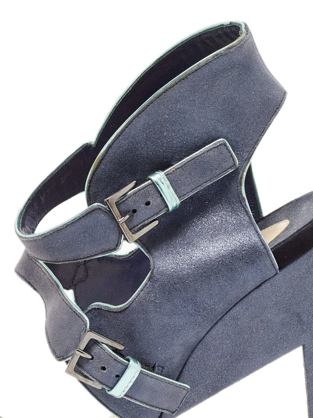 Pre-owned Nicholas Kirkwood 130mm Cut-out Suede Sandals In Blue
