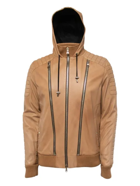 Balmain Pre-Owned zip-detail leather jacket
