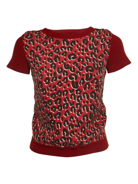 Louis Vuitton Pre-Owned leopard-print rbbed top