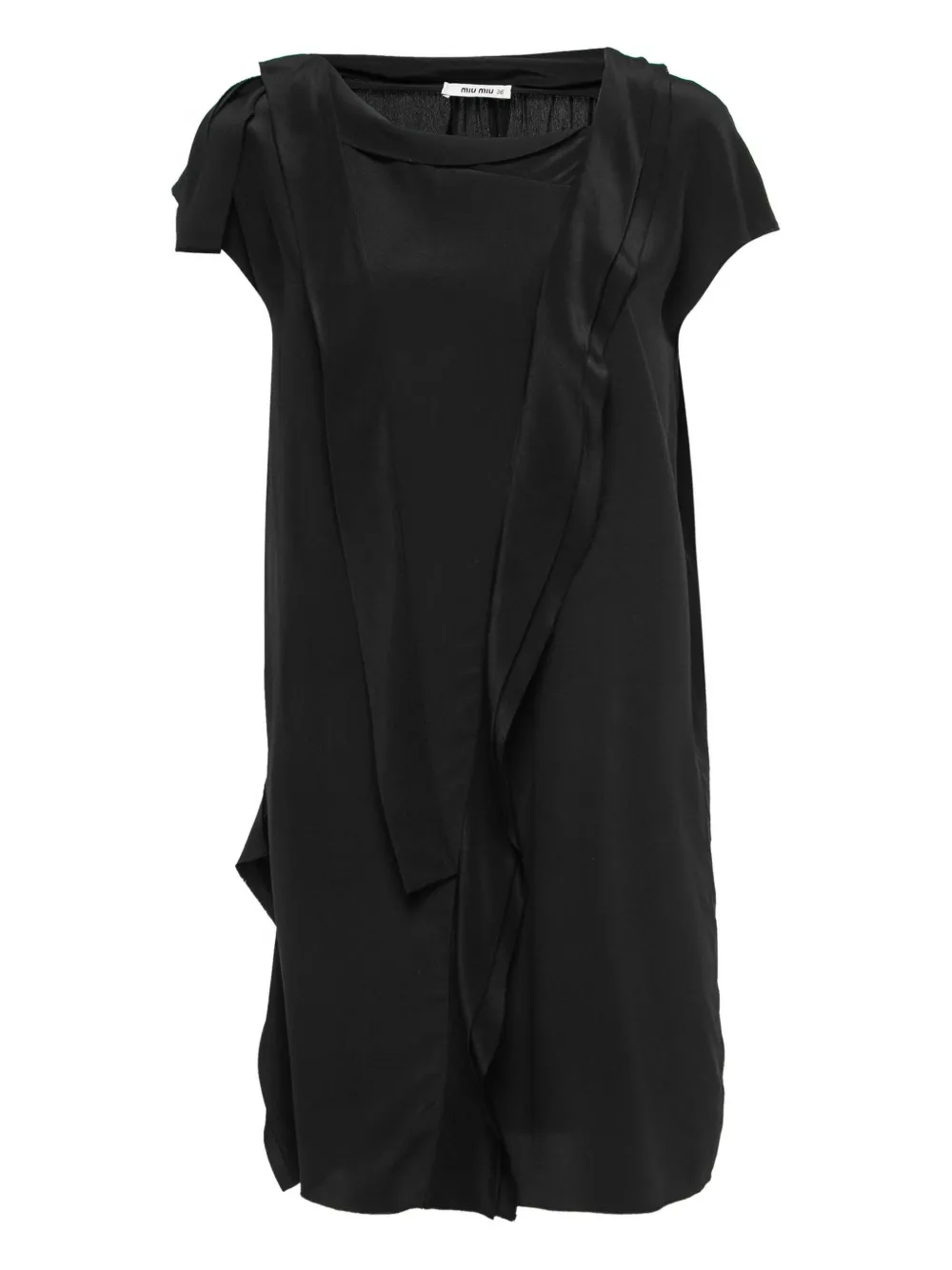 Pre-owned Miu Miu 2023 Draped Layered Mini Dress In Black