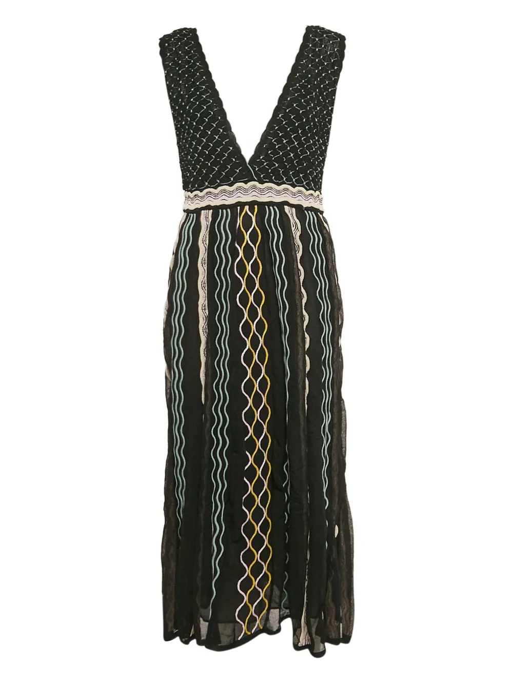 Pre-owned Missoni V-neck Knitted Dress In Black
