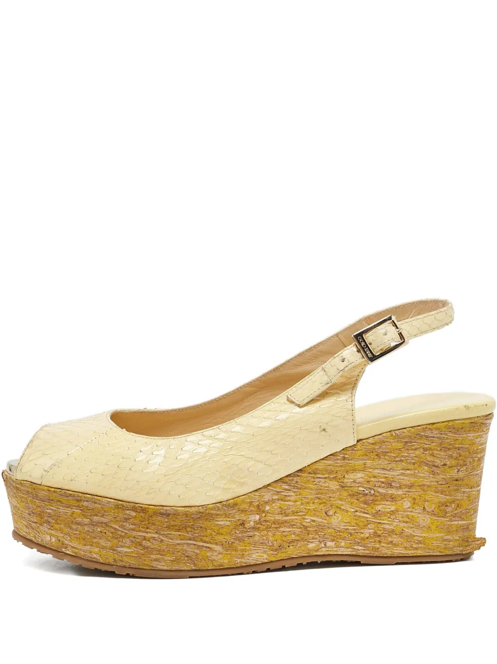 Jimmy Choo Pre-Owned 60mm leather wedge-heel sandal | Yellow | Image 1