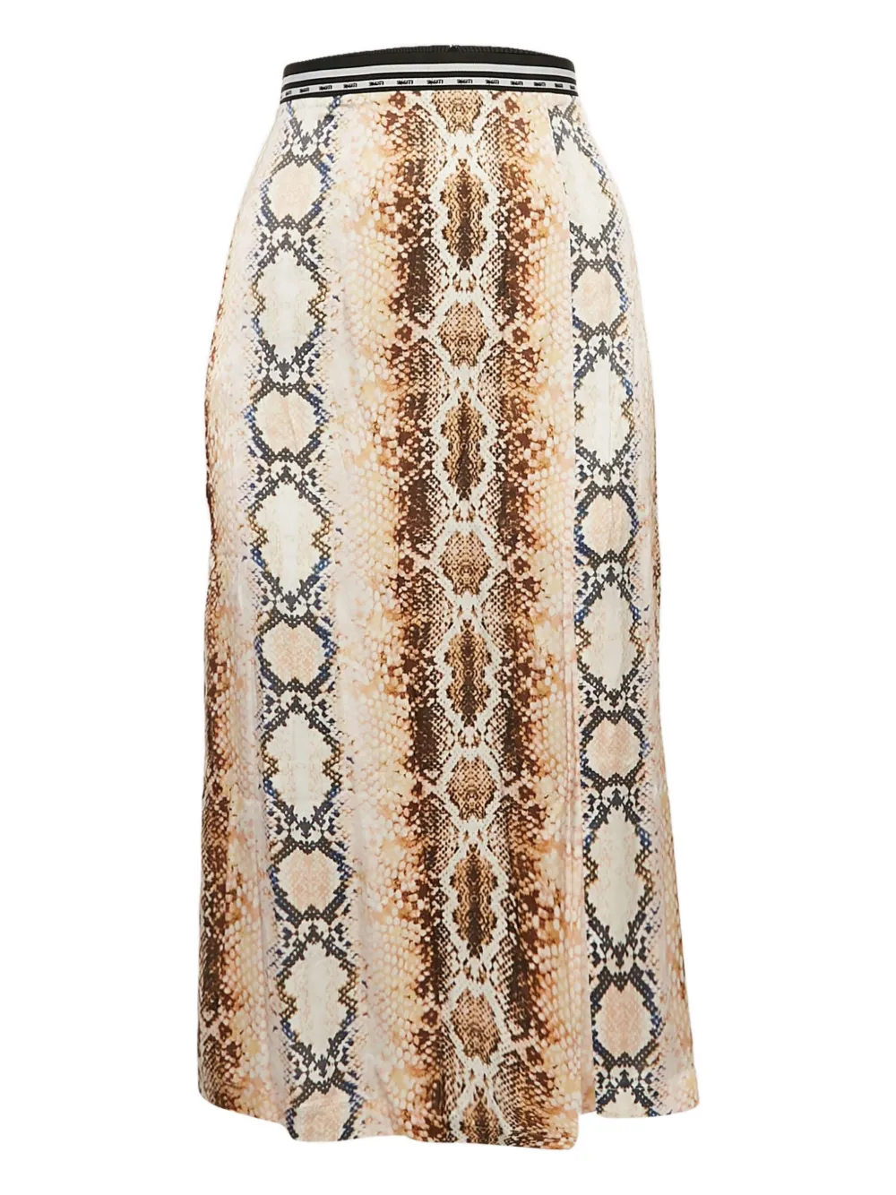 Pre-owned Maje  Snakeskin-print Midi Skirt In Neutral