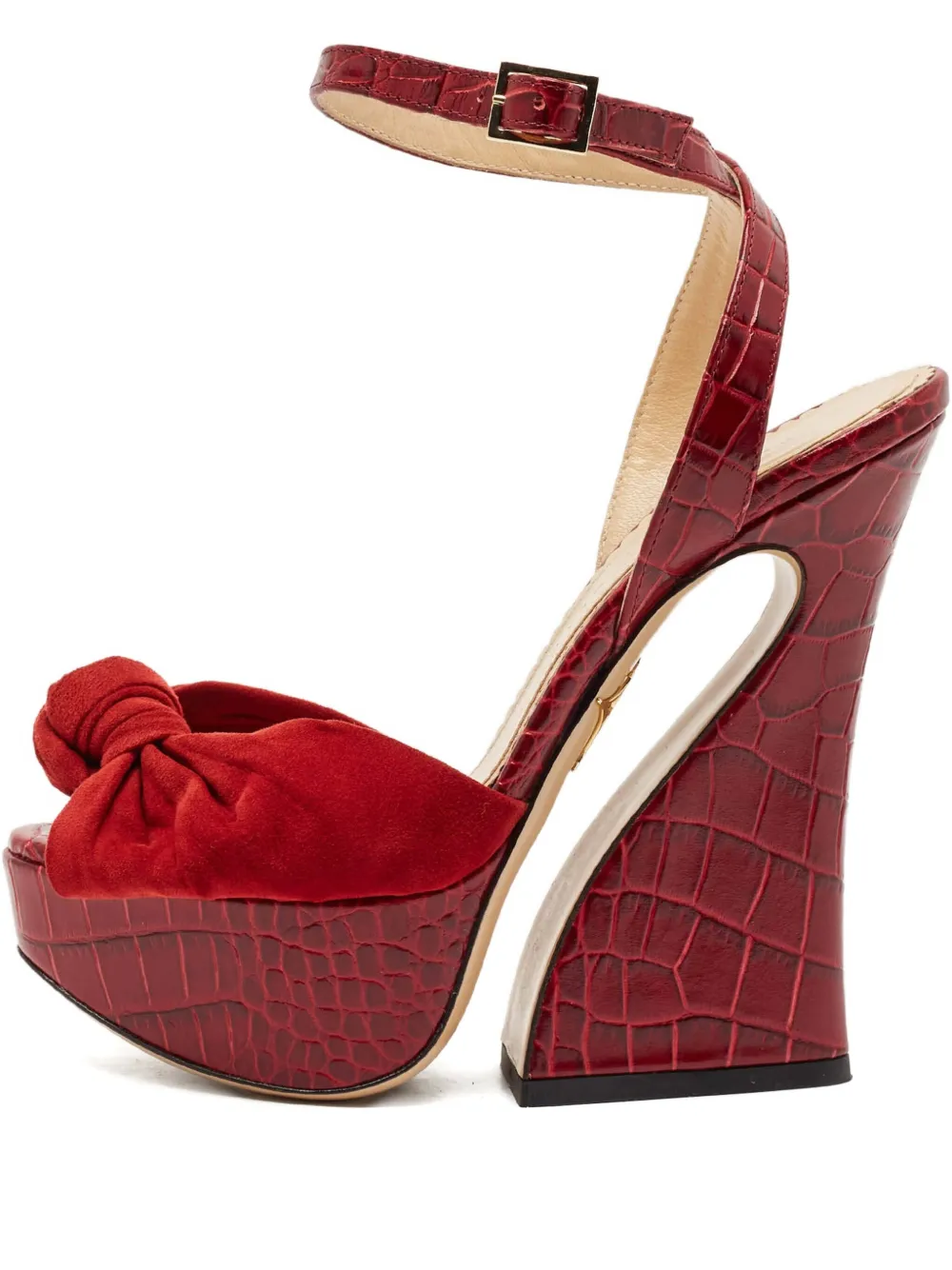 Charlotte Olympia Sandalen mit Kroko-Effekt - Rot