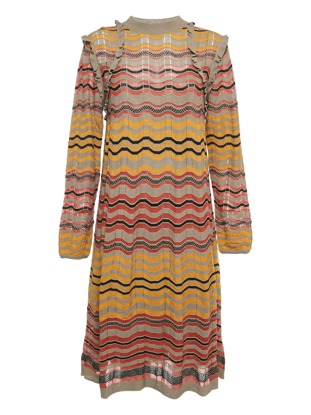 Pre-owned Missoni Wave-pattern Midi Dress In Multi
