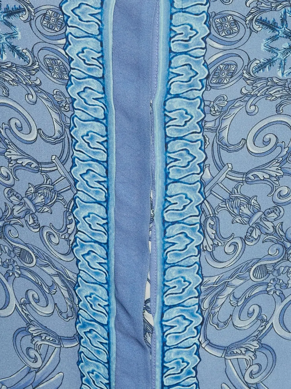Pre-owned Versace 2023 Printed Silk Blouse In Blue