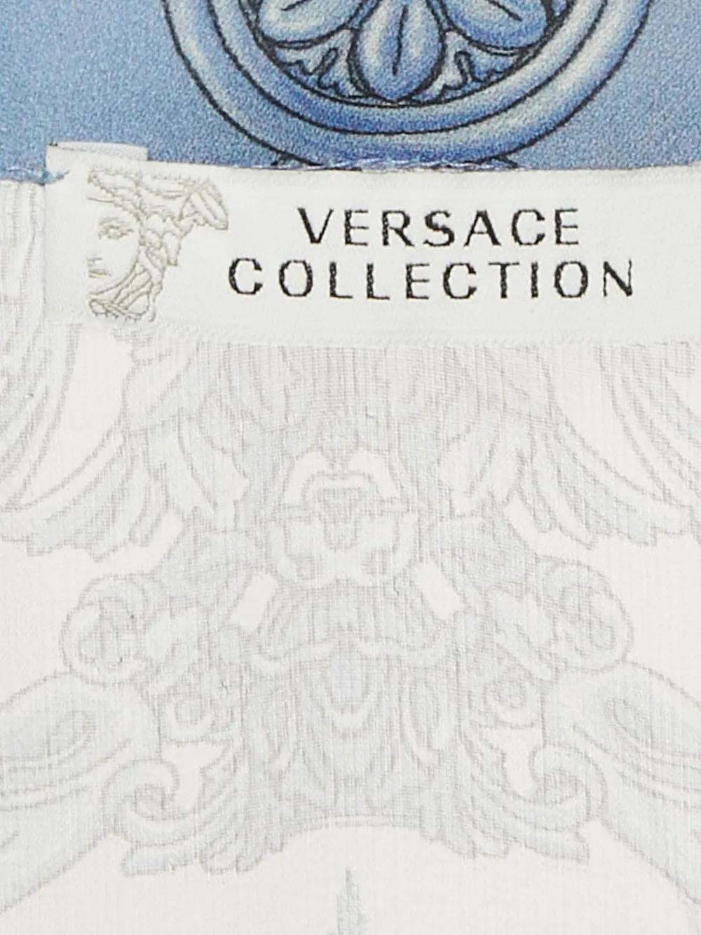 Pre-owned Versace 2023 Printed Silk Blouse In Blue