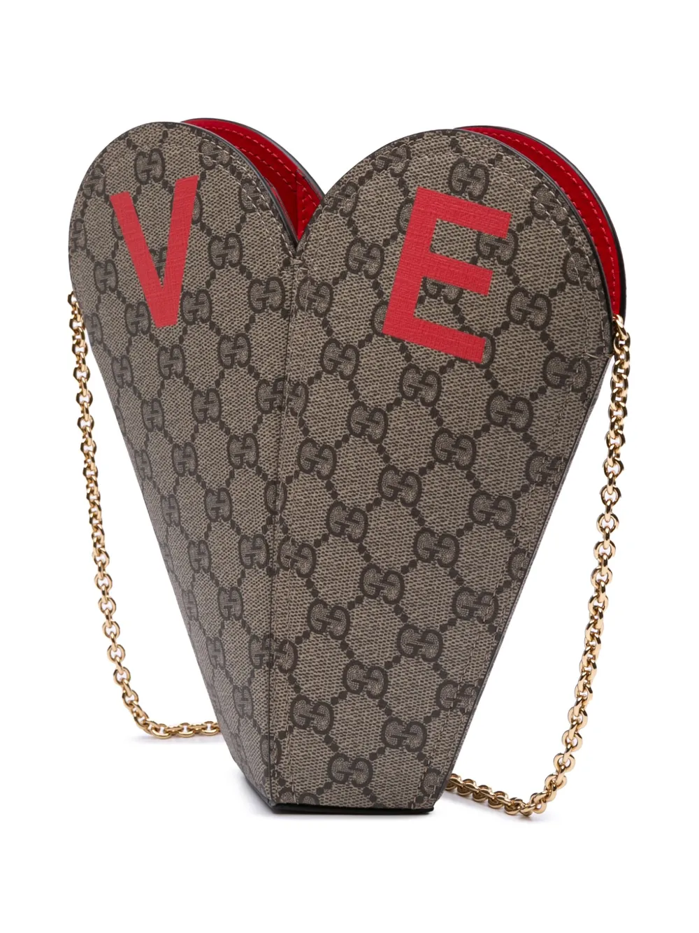 Pre-owned Gucci 2022 Valentines Day Gg Supreme Love Heart Bag Crossbody Bag In Brown