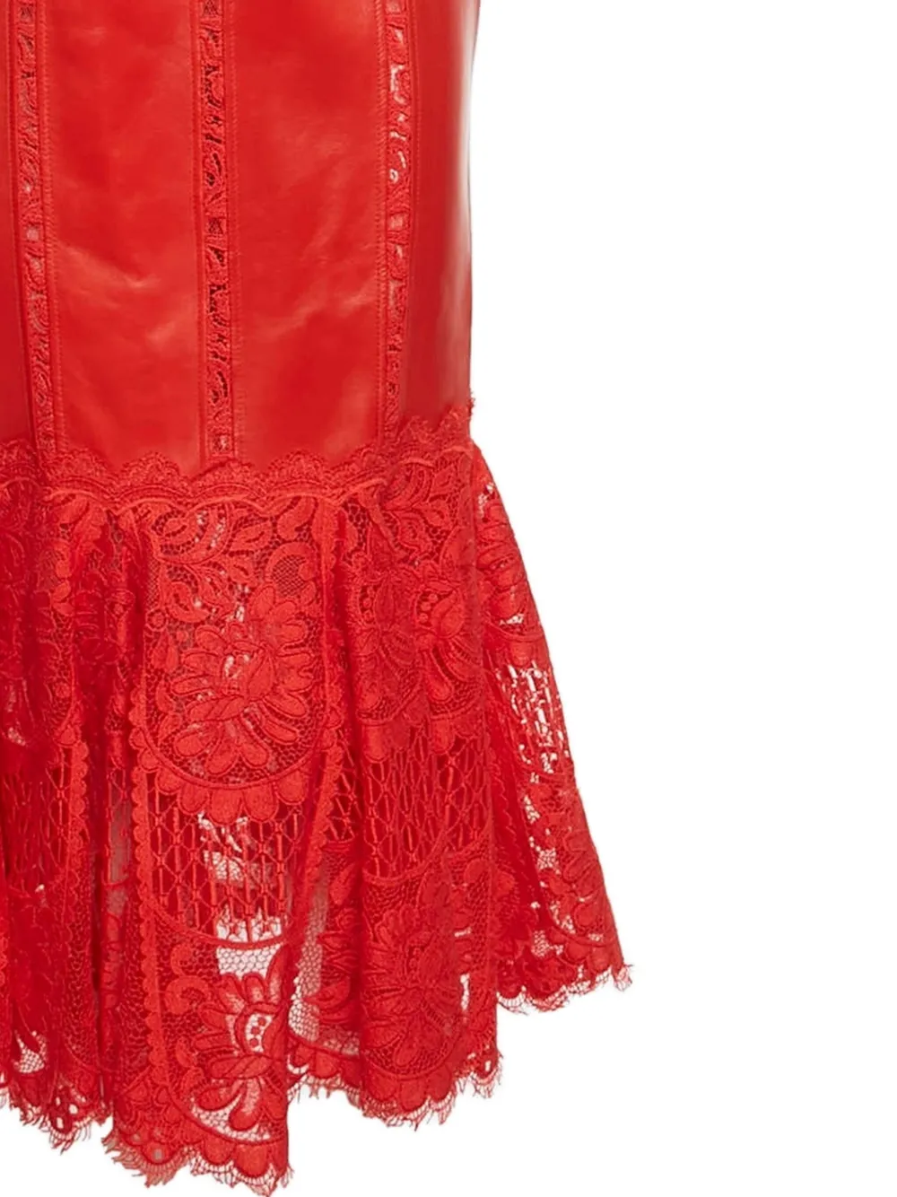 Alexander McQueen Pre-Owned 2024 leren midi-jurk met kant - Rood